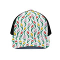 Polygon Tulip Pattern Print Black Mesh Trucker Hat