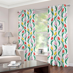 Polygon Tulip Pattern Print Blackout Grommet Curtains