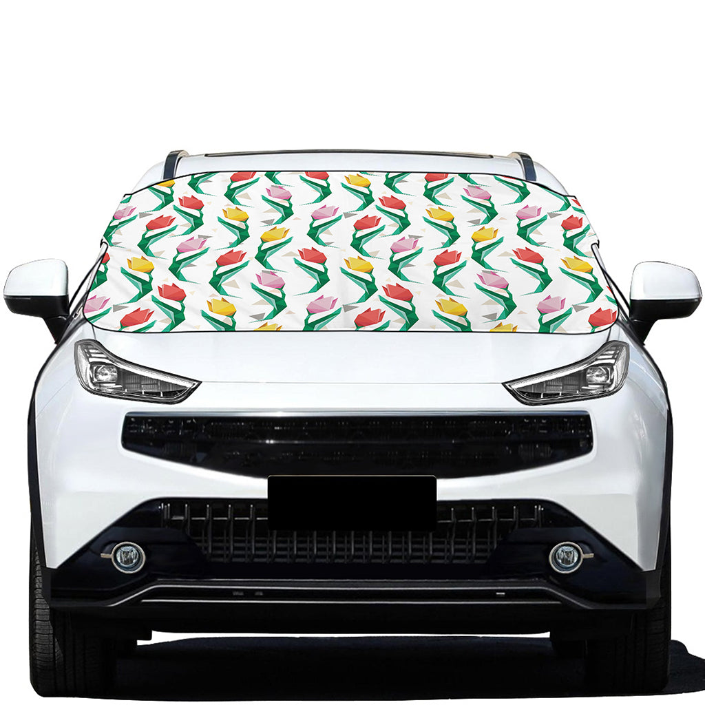 Polygon Tulip Pattern Print Car Windshield Snow Cover