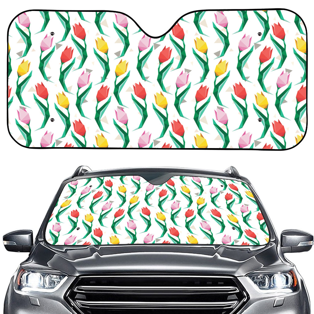 Polygon Tulip Pattern Print Car Windshield Sun Shade