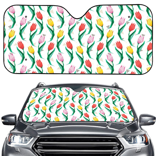 Polygon Tulip Pattern Print Car Windshield Sun Shade
