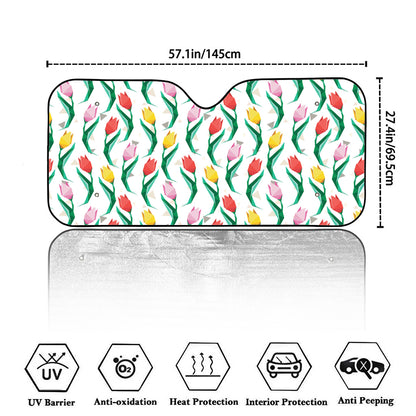 Polygon Tulip Pattern Print Car Windshield Sun Shade