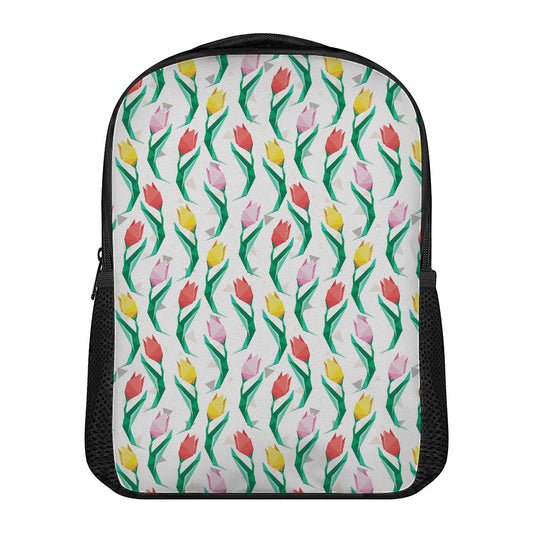 Polygon Tulip Pattern Print Casual Backpack