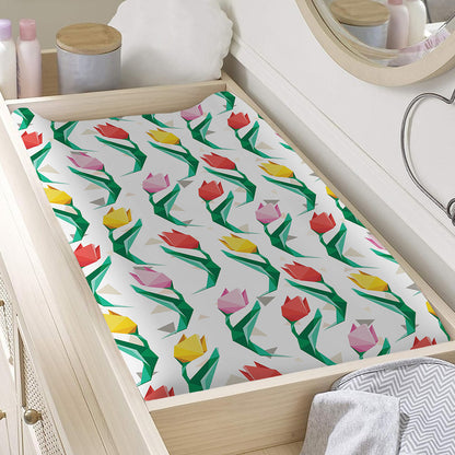 Polygon Tulip Pattern Print Changing Pad Cover