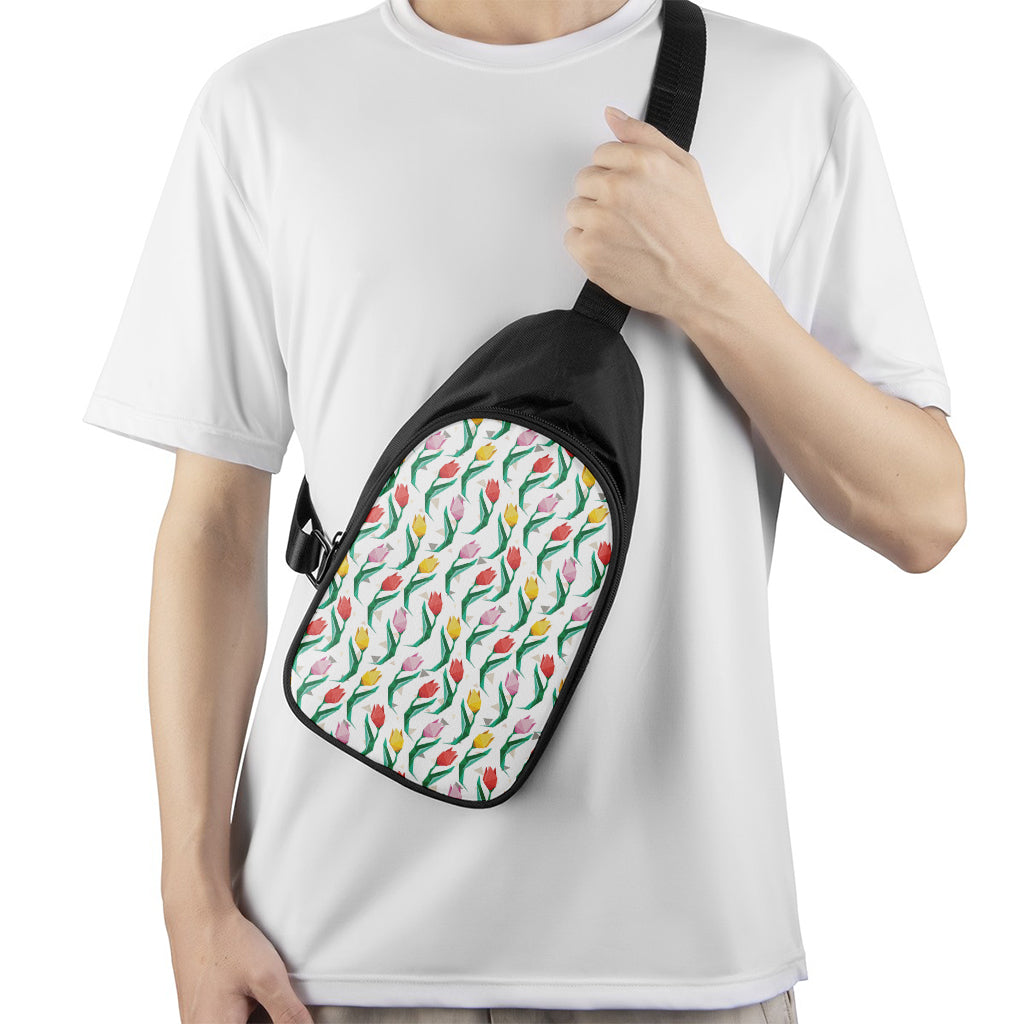Polygon Tulip Pattern Print Chest Bag