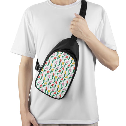 Polygon Tulip Pattern Print Chest Bag
