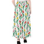 Polygon Tulip Pattern Print Chiffon Maxi Skirt