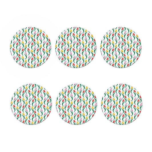 Polygon Tulip Pattern Print Coaster Set