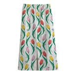 Polygon Tulip Pattern Print Cotton Front Slit Maxi Skirt