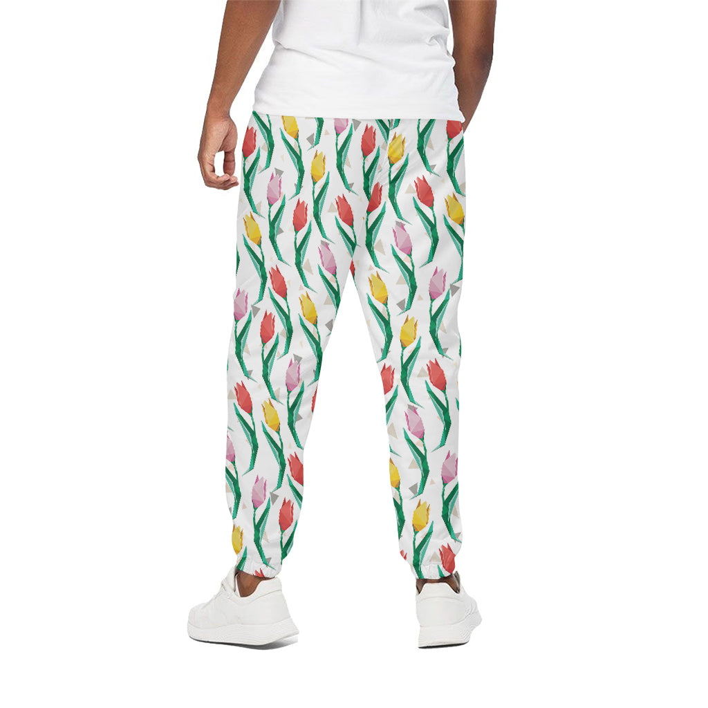 Polygon Tulip Pattern Print Cotton Pants