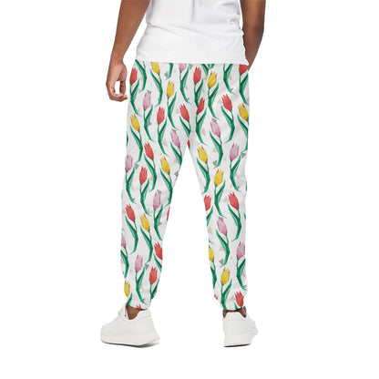 Polygon Tulip Pattern Print Cotton Pants