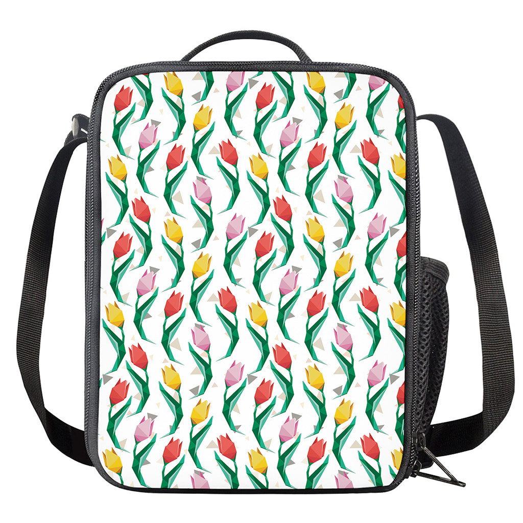 Polygon Tulip Pattern Print Crossbody Lunch Bag