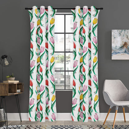 Polygon Tulip Pattern Print Curtain
