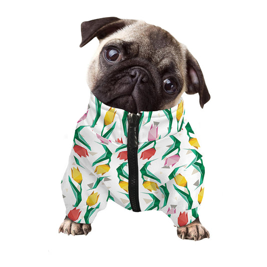Polygon Tulip Pattern Print Dog Zip Up Jacket