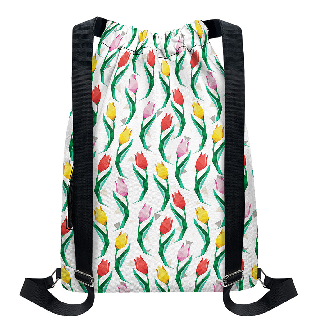 Polygon Tulip Pattern Print Drawstring Backpack