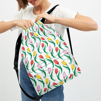 Polygon Tulip Pattern Print Drawstring Backpack