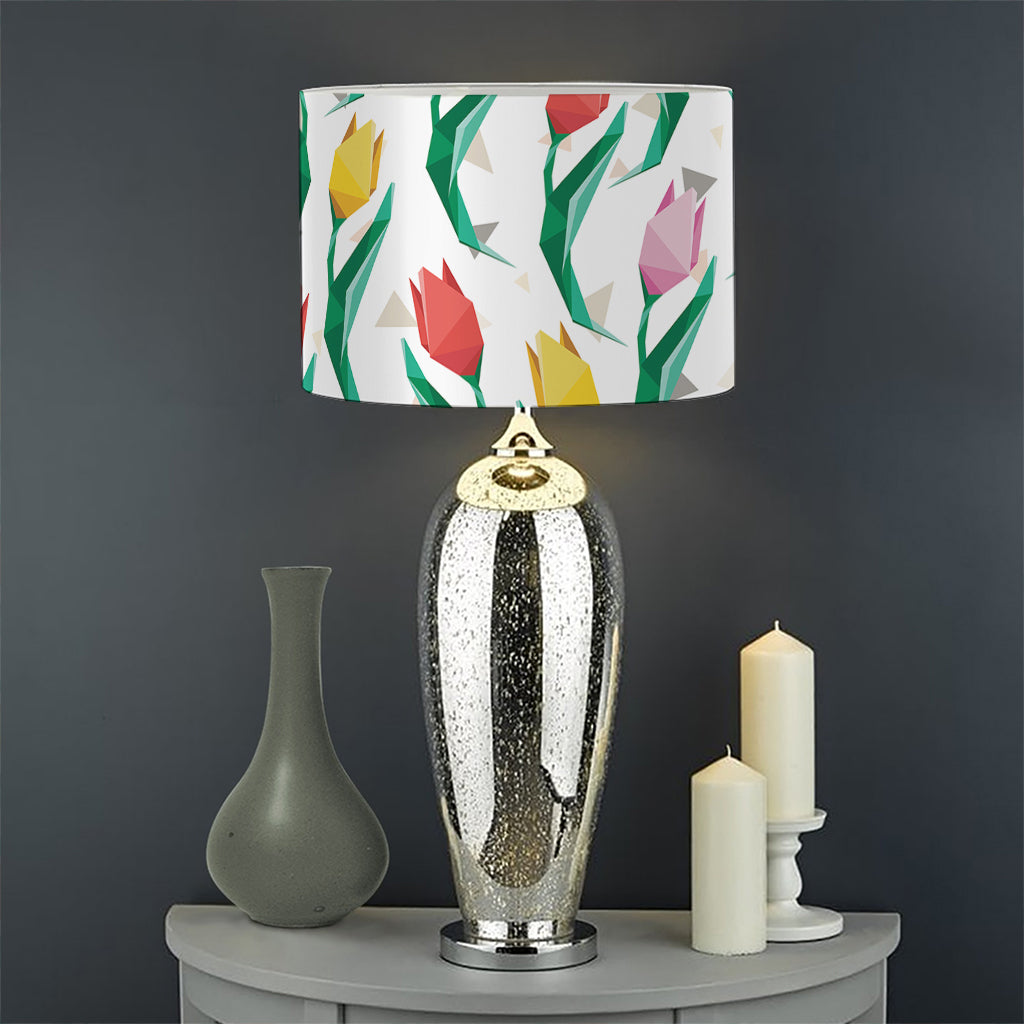 Polygon Tulip Pattern Print Drum Lamp Shade