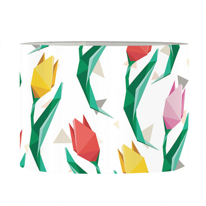 Polygon Tulip Pattern Print Drum Lamp Shade