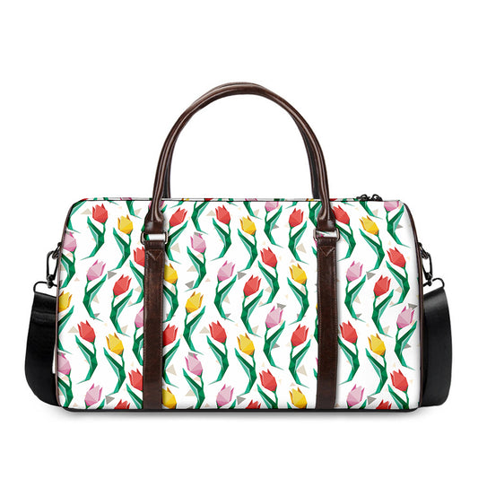 Polygon Tulip Pattern Print Duffle Bag
