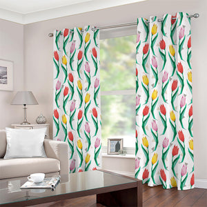 Polygon Tulip Pattern Print Extra Wide Grommet Curtains