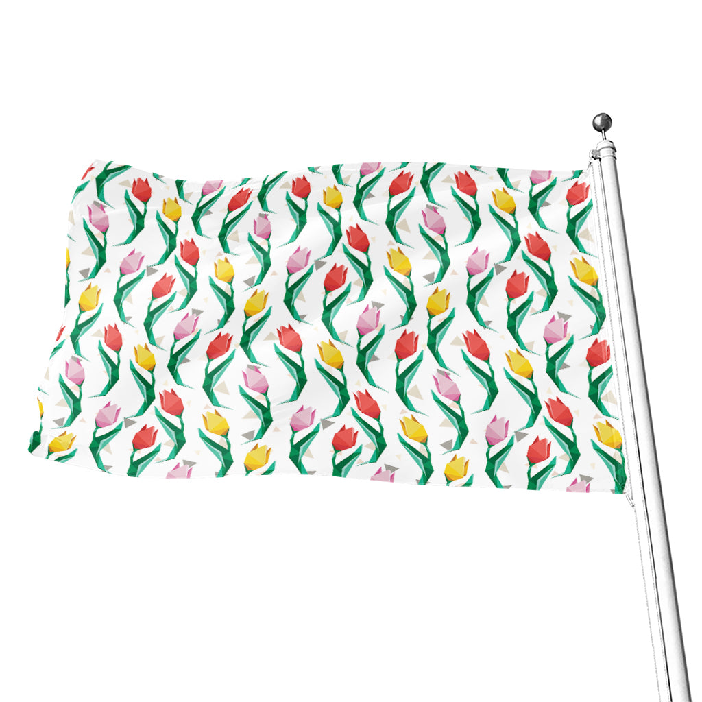 Polygon Tulip Pattern Print Flag