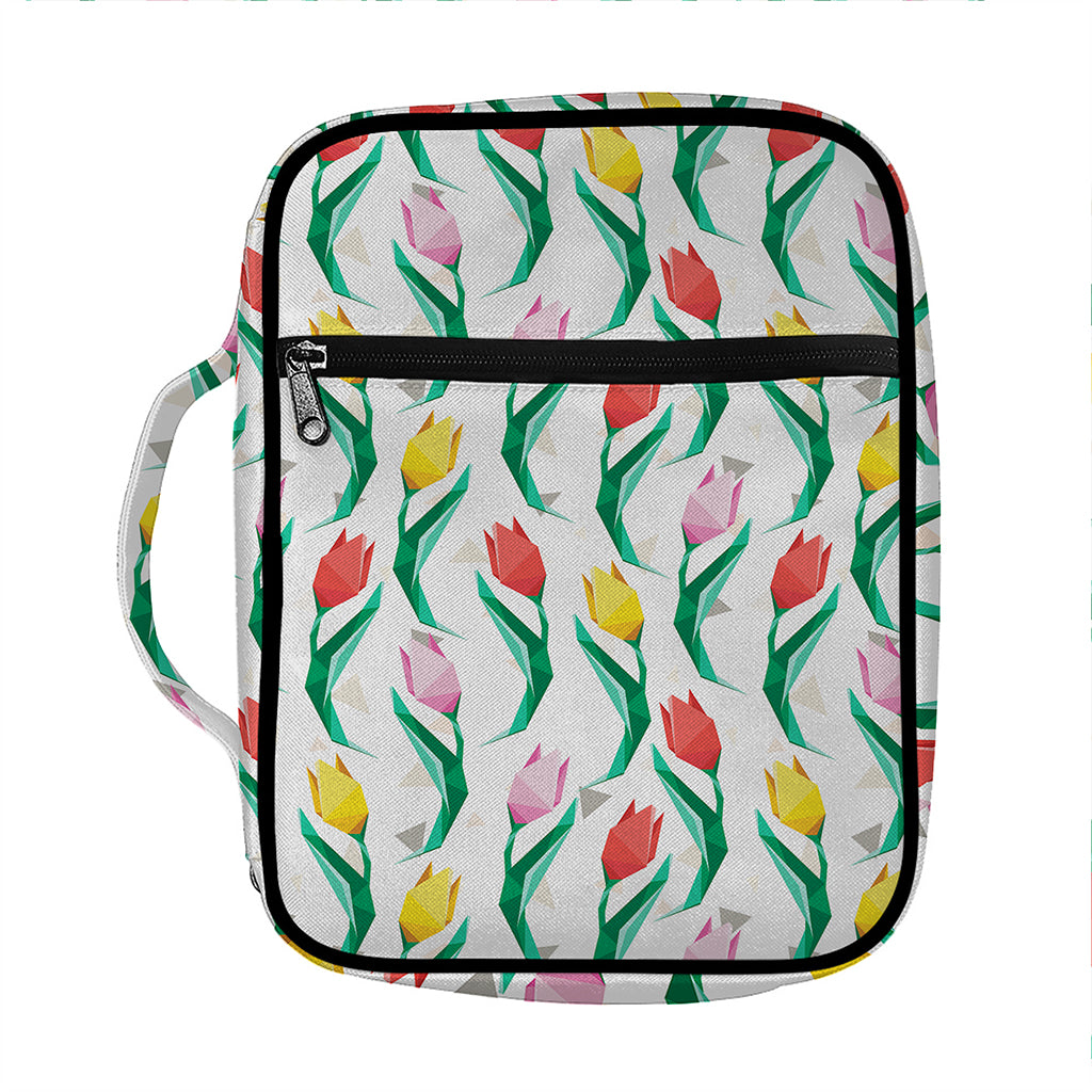 Polygon Tulip Pattern Print Front Pocket Bible Bag