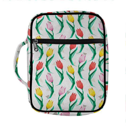 Polygon Tulip Pattern Print Front Pocket Bible Bag