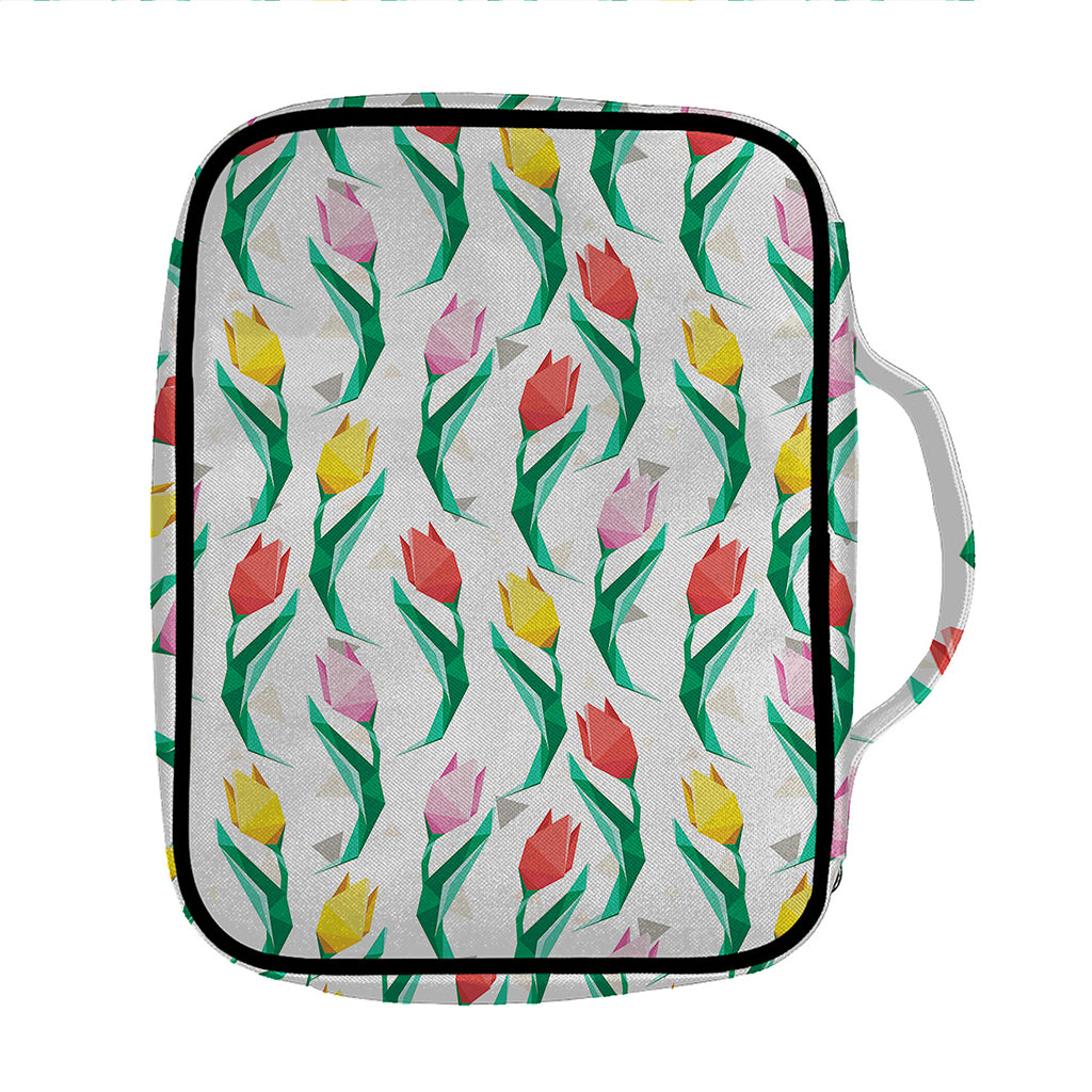 Polygon Tulip Pattern Print Front Pocket Bible Bag
