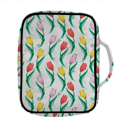 Polygon Tulip Pattern Print Front Pocket Bible Bag