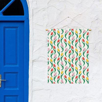 Polygon Tulip Pattern Print Garden Flag