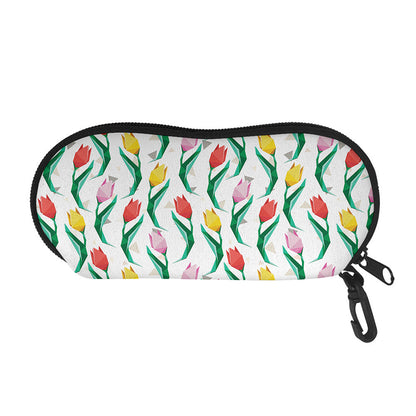 Polygon Tulip Pattern Print Glasses Case
