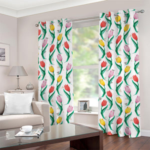 Polygon Tulip Pattern Print Grommet Curtains