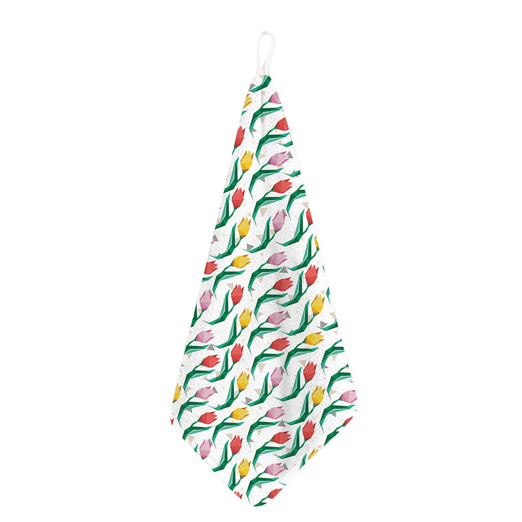 Polygon Tulip Pattern Print Hand Towel