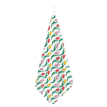 Polygon Tulip Pattern Print Hand Towel