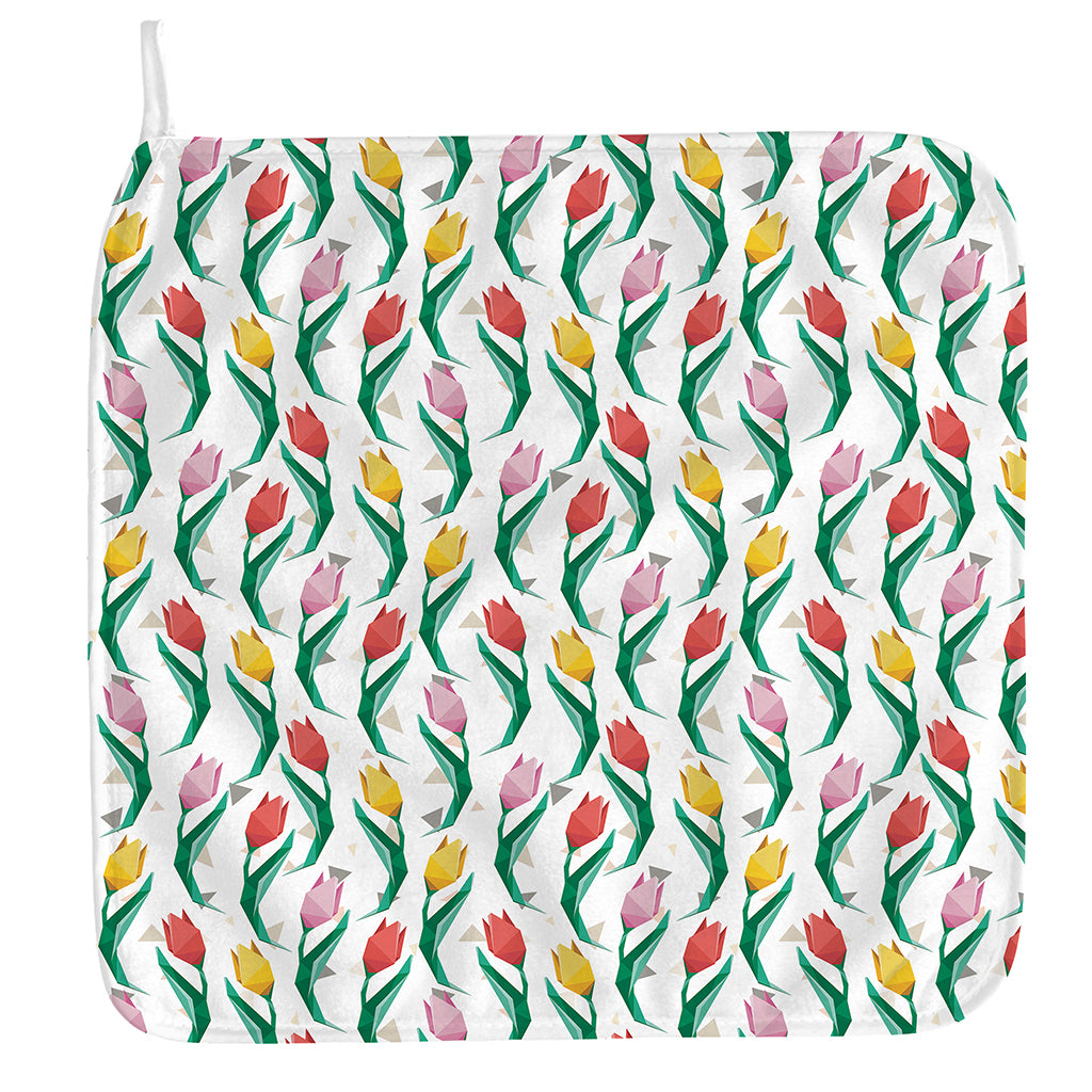 Polygon Tulip Pattern Print Hand Towel