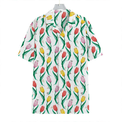 Polygon Tulip Pattern Print Hawaiian Shirt