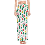 Polygon Tulip Pattern Print High Slit Maxi Skirt