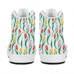 Polygon Tulip Pattern Print High Top Leather Sneakers