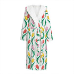 Polygon Tulip Pattern Print Hooded Bathrobe