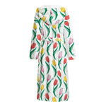 Polygon Tulip Pattern Print Hooded Bathrobe