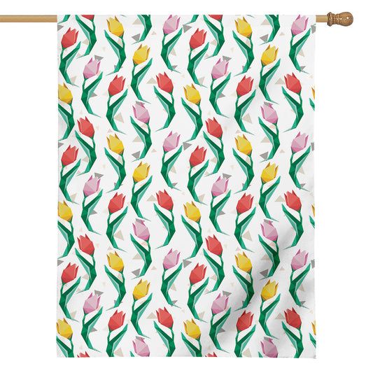 Polygon Tulip Pattern Print House Flag