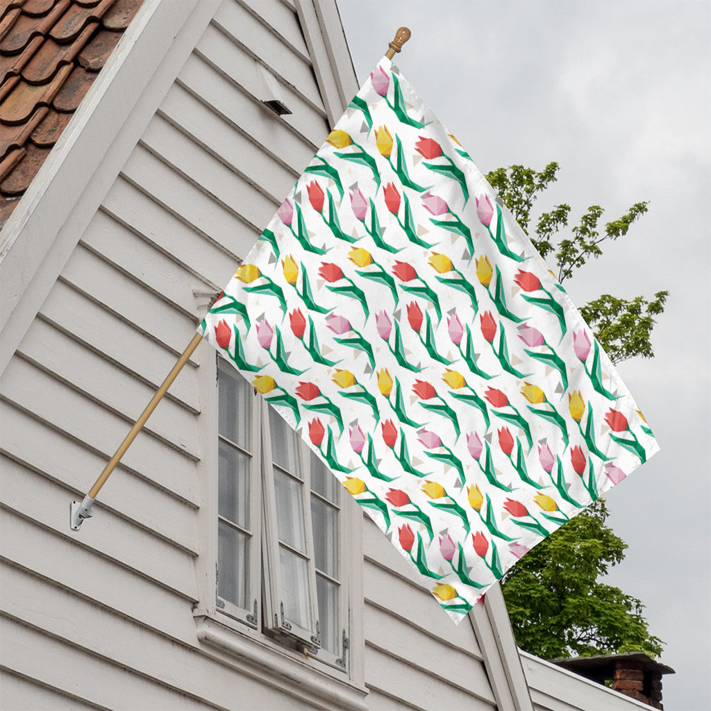Polygon Tulip Pattern Print House Flag