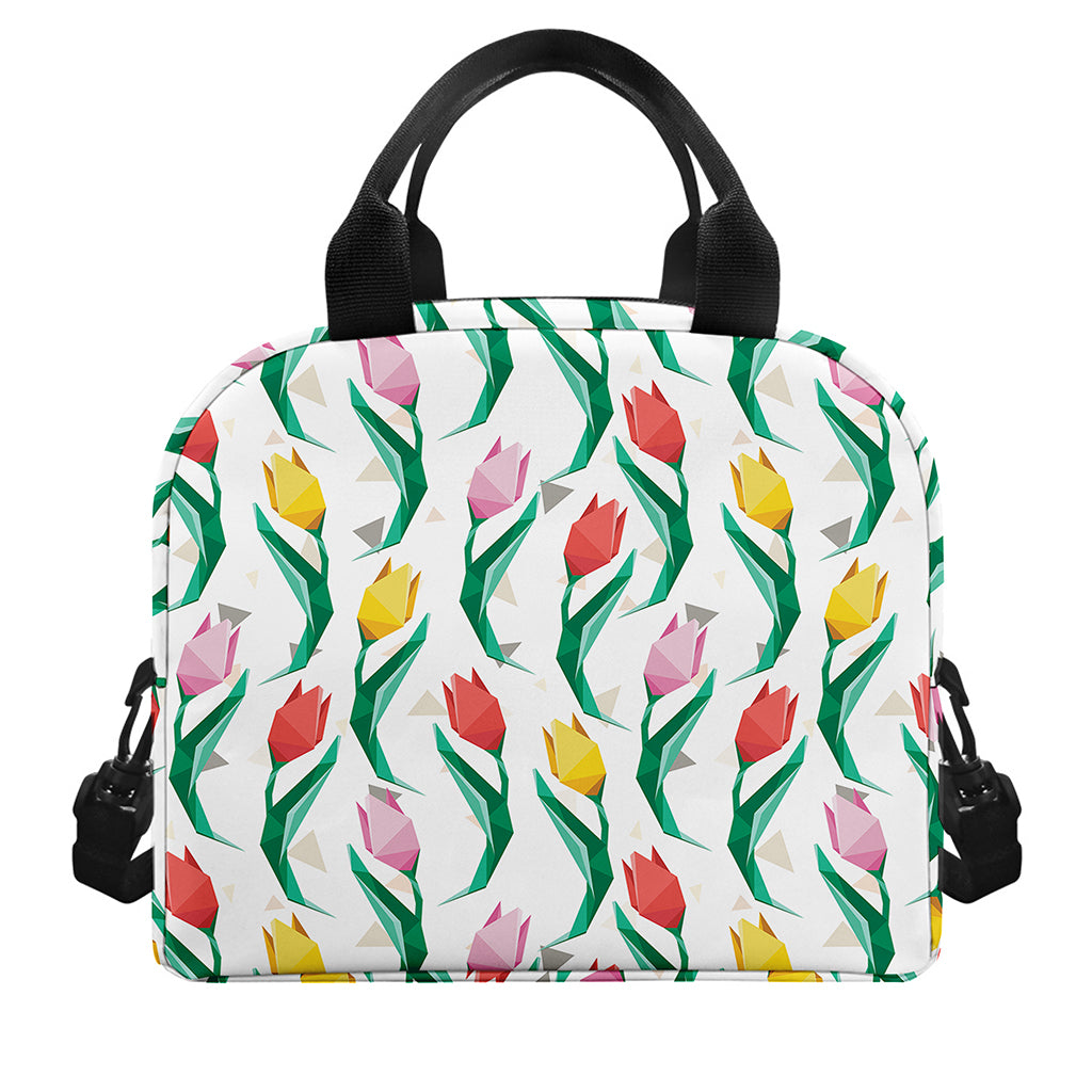Polygon Tulip Pattern Print Insulated Lunch Bag