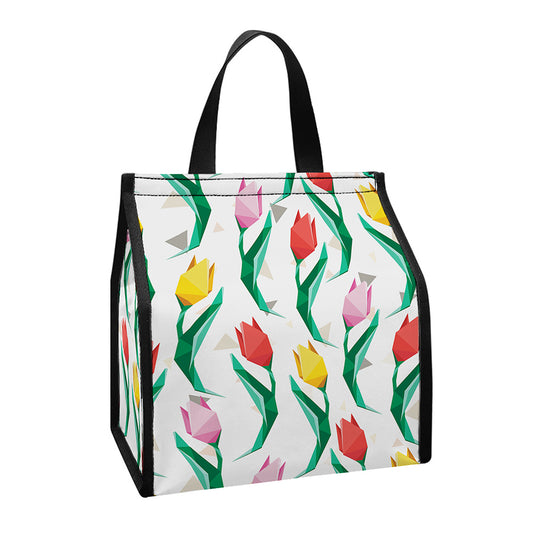 Polygon Tulip Pattern Print Insulated Lunch Tote