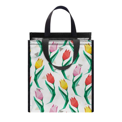 Polygon Tulip Pattern Print Insulated Lunch Tote