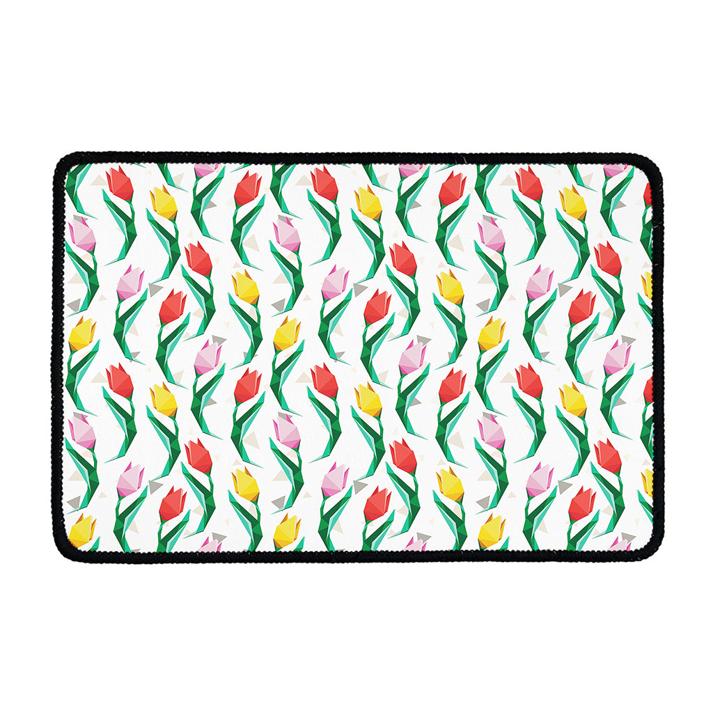 Polygon Tulip Pattern Print Kitchen Mat