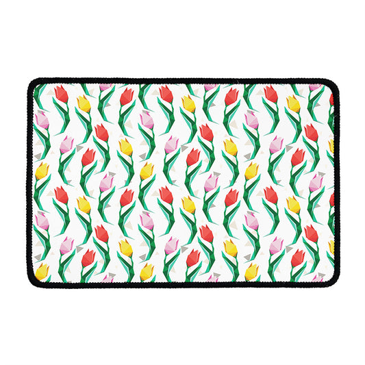 Polygon Tulip Pattern Print Kitchen Mat