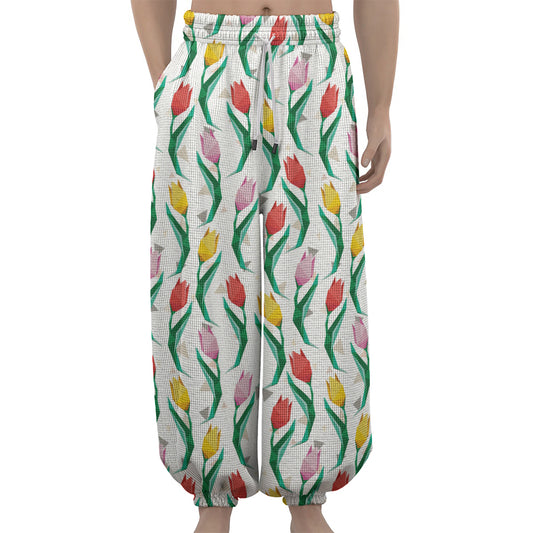 Polygon Tulip Pattern Print Lantern Pants