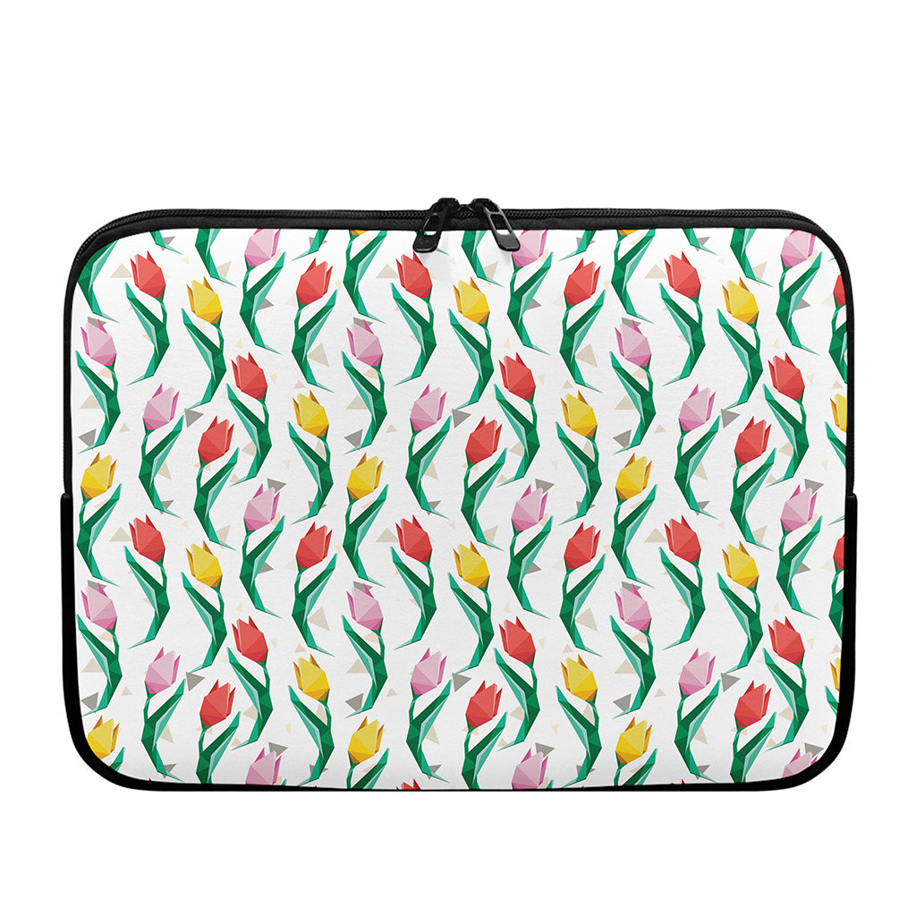 Polygon Tulip Pattern Print Laptop Sleeve