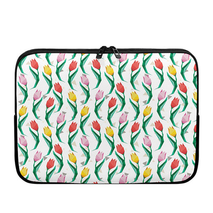 Polygon Tulip Pattern Print Laptop Sleeve